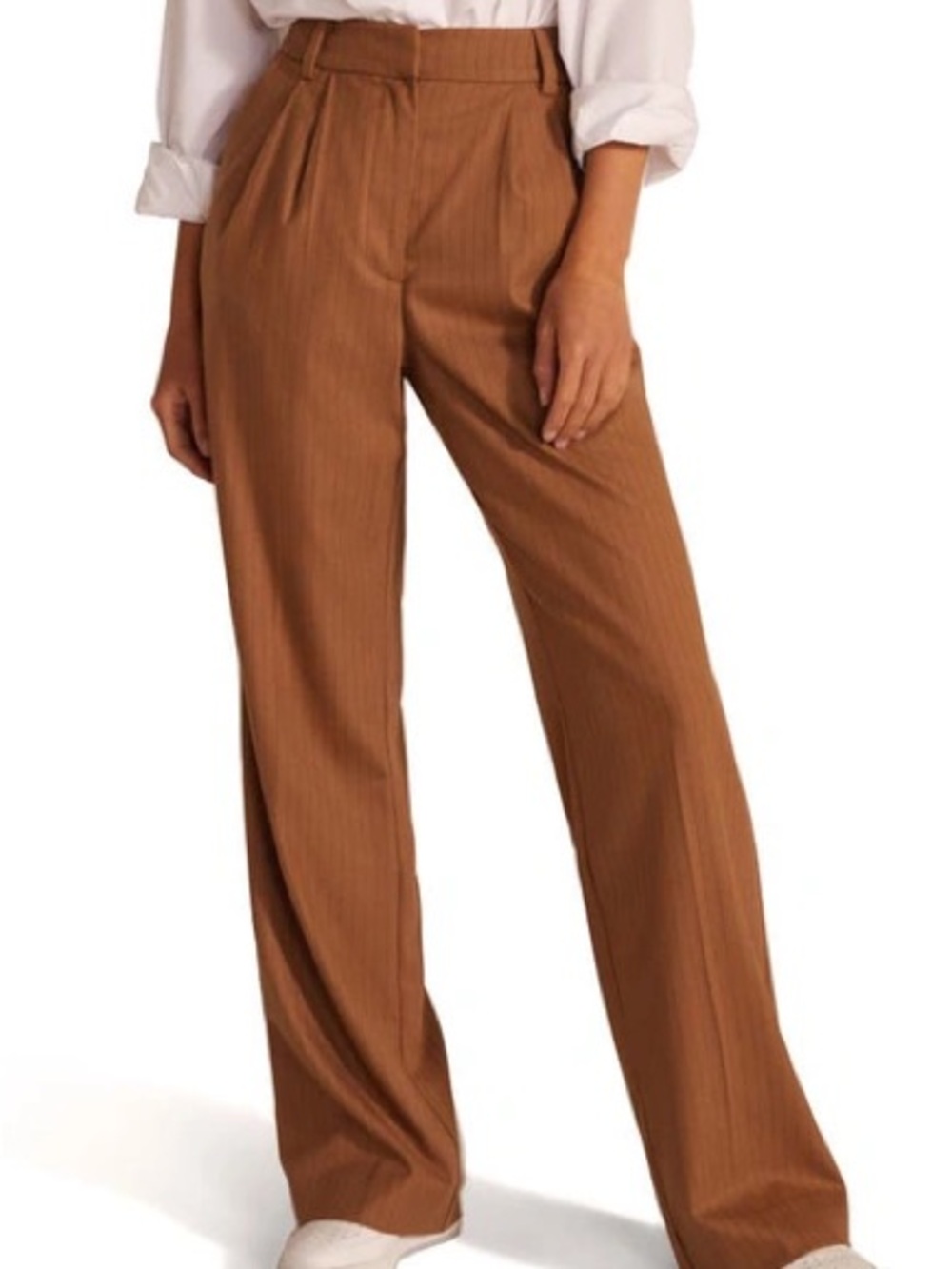 FAVORITE DAUGHTER • the favorite pant in camel pinstripe - size 8 wide leg